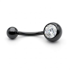 moon negro de acero quirúrgico para ombligo de 9mm