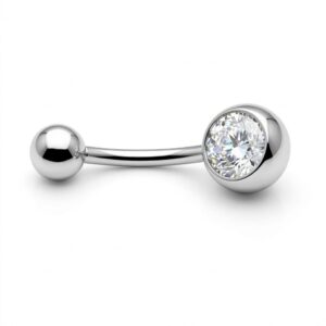 piercing para ombligo moon plateado con strass