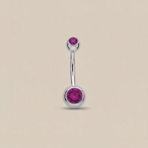Moon plateado con doble strass fucsia