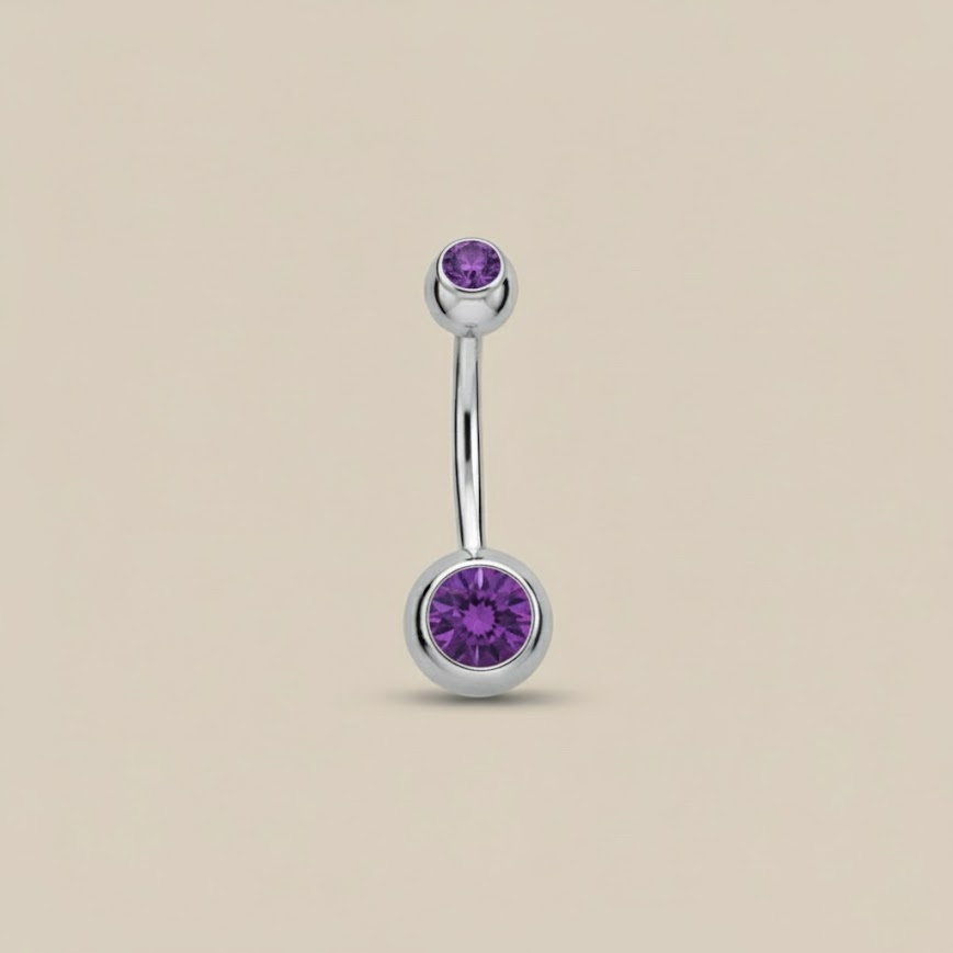 Moon plateado con doble strass violeta