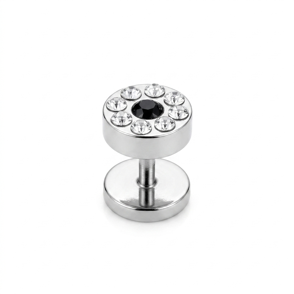 Falso expansor plateado con strass - Image 2