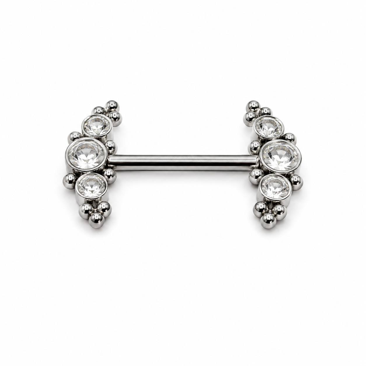 Barra nipple multistrass y filigranas