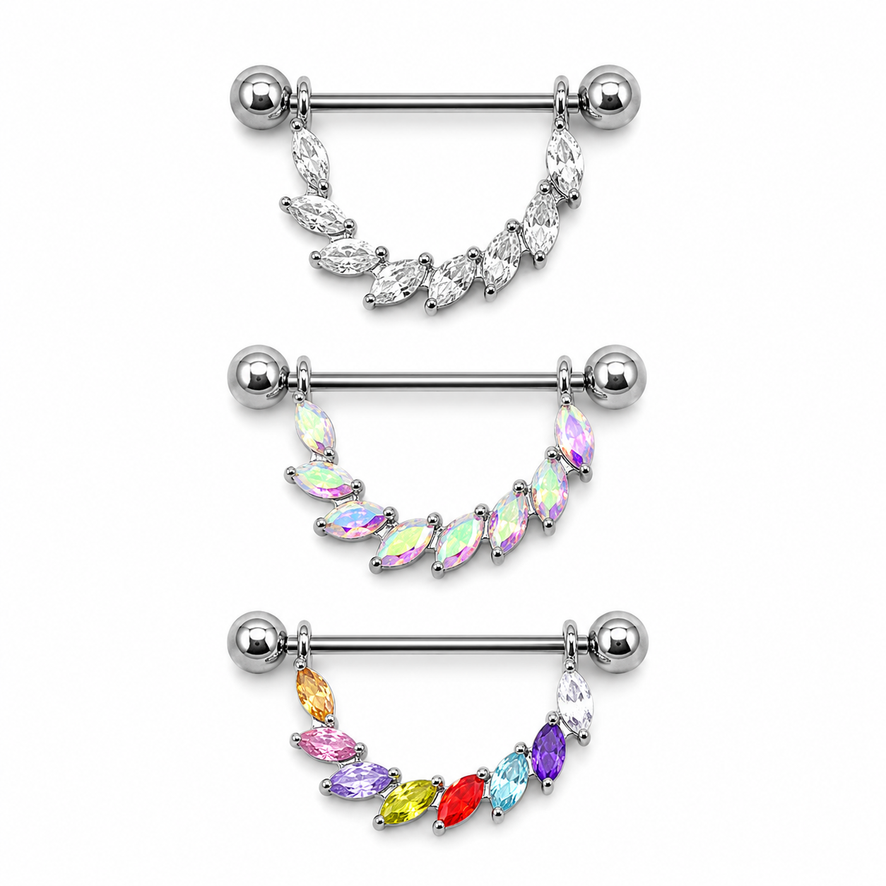 Barra nipple colgante strass