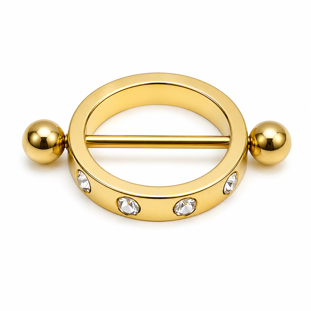 Barra nipple anillo dorado