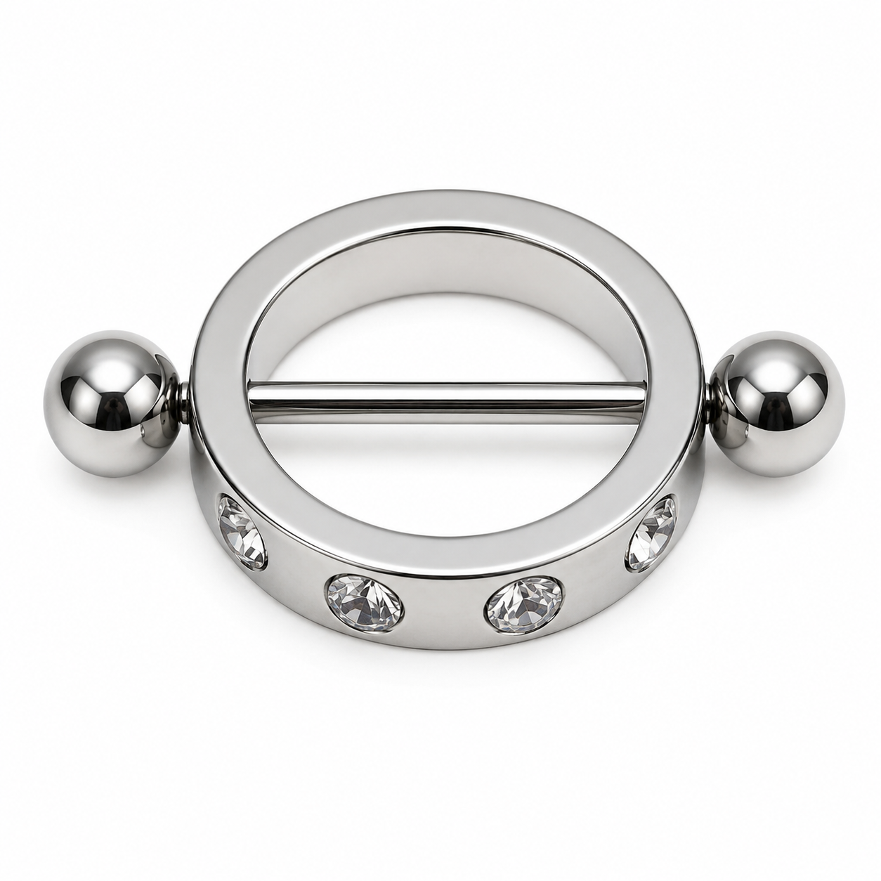Barra nipple anillo plateado