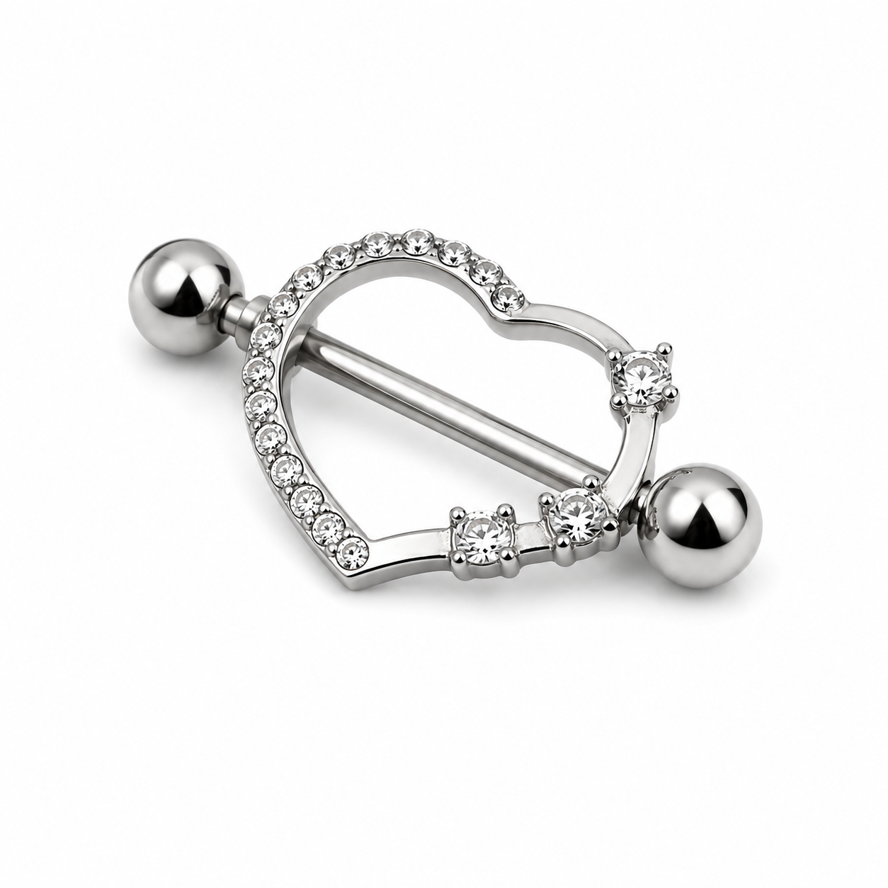 Barra nipple corazón strass