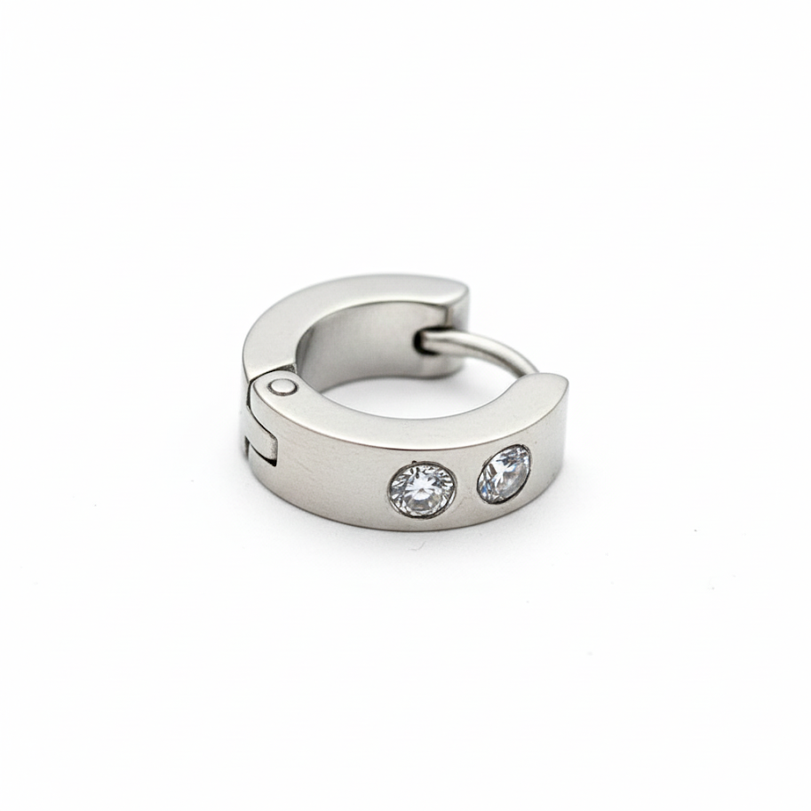 Cubano plateado doble strass