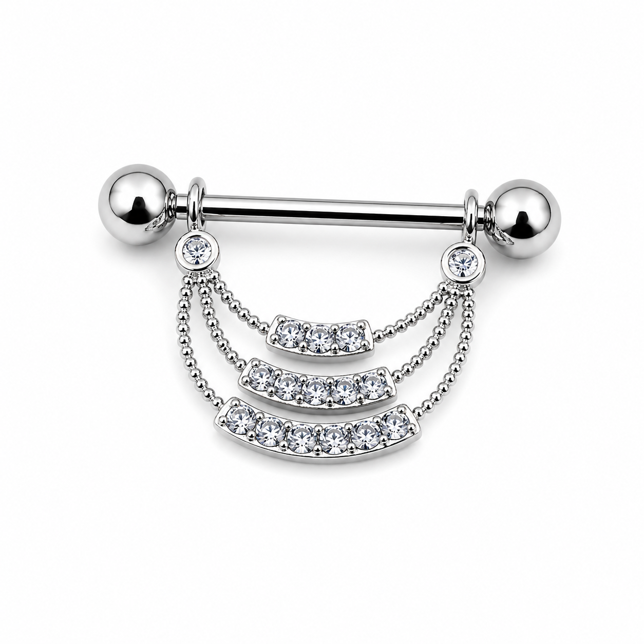 Barra nipple colgante strass