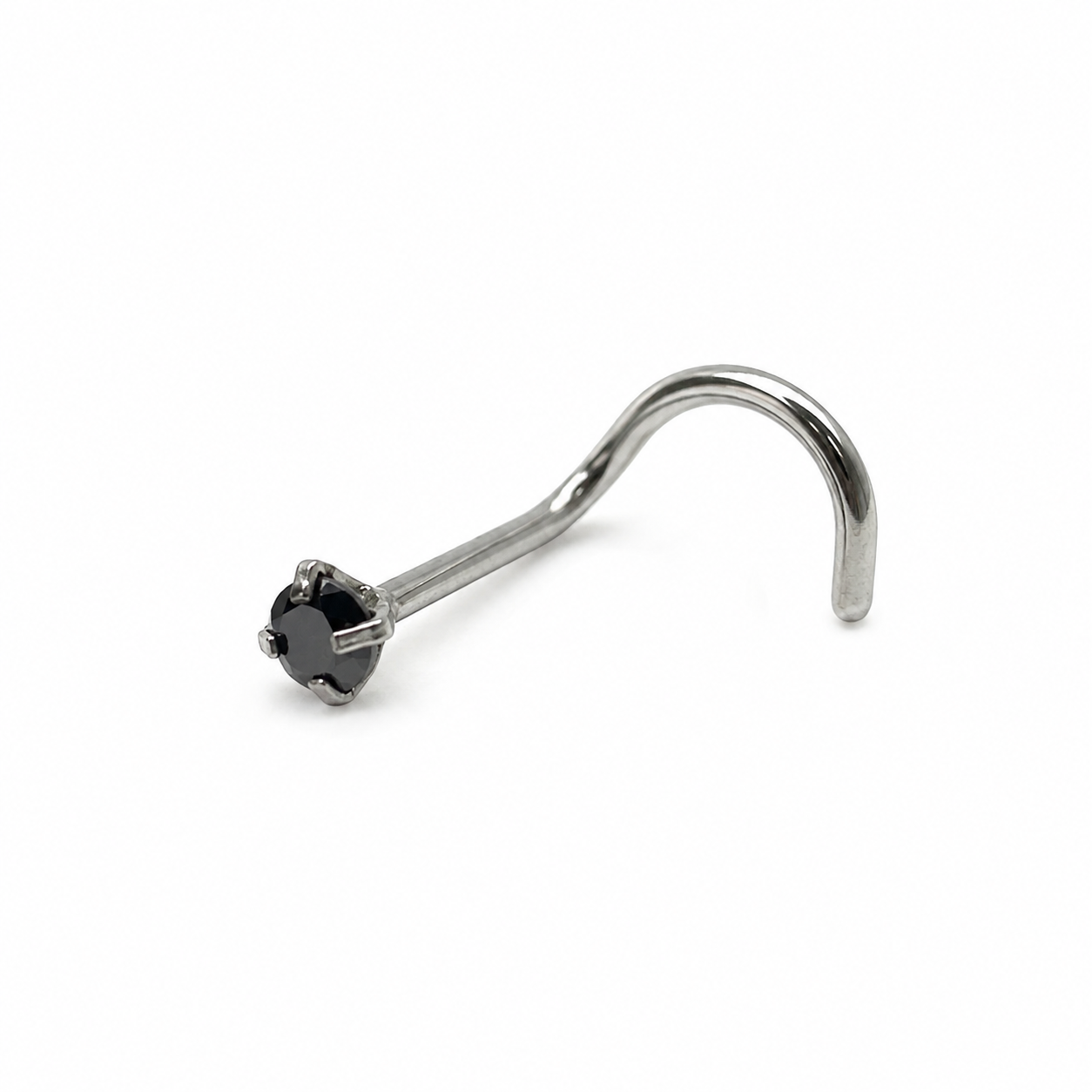 Nostril plateado strass negro engarzado
