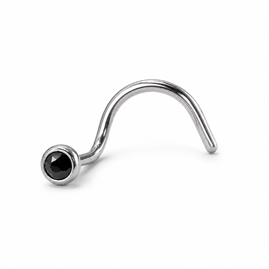 Nostril plateado strass negro