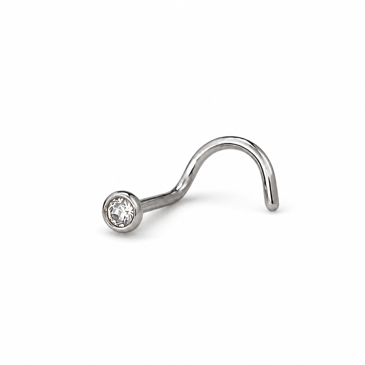 Nostril plateado strass simple