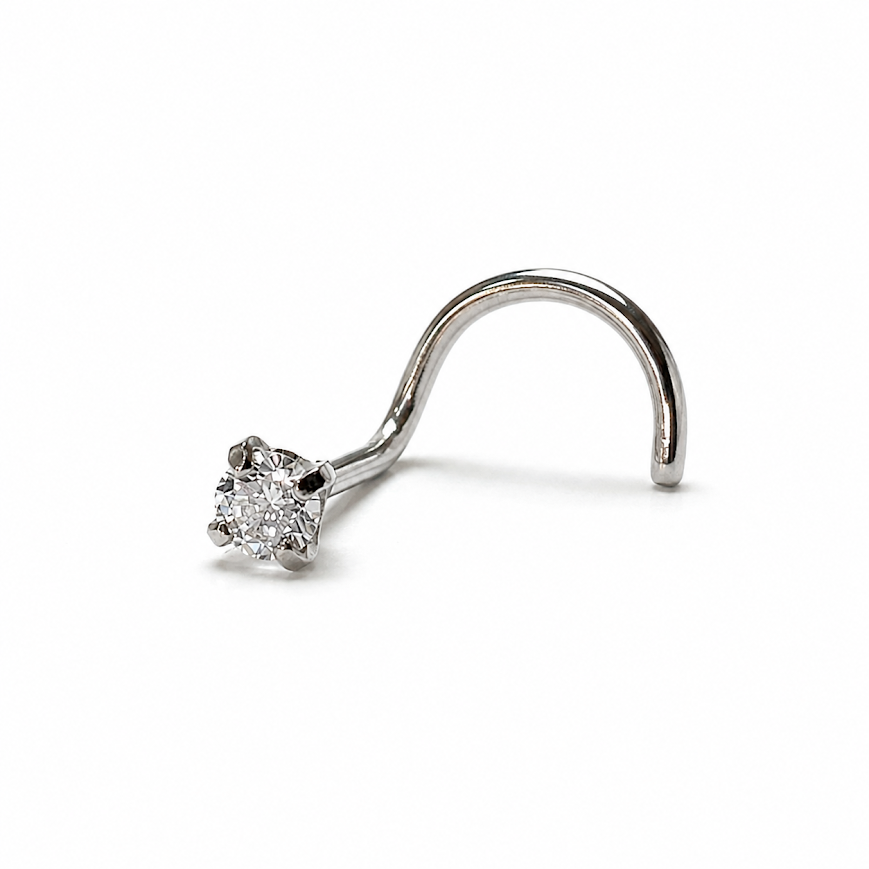 Nostril plateado strass engarzado