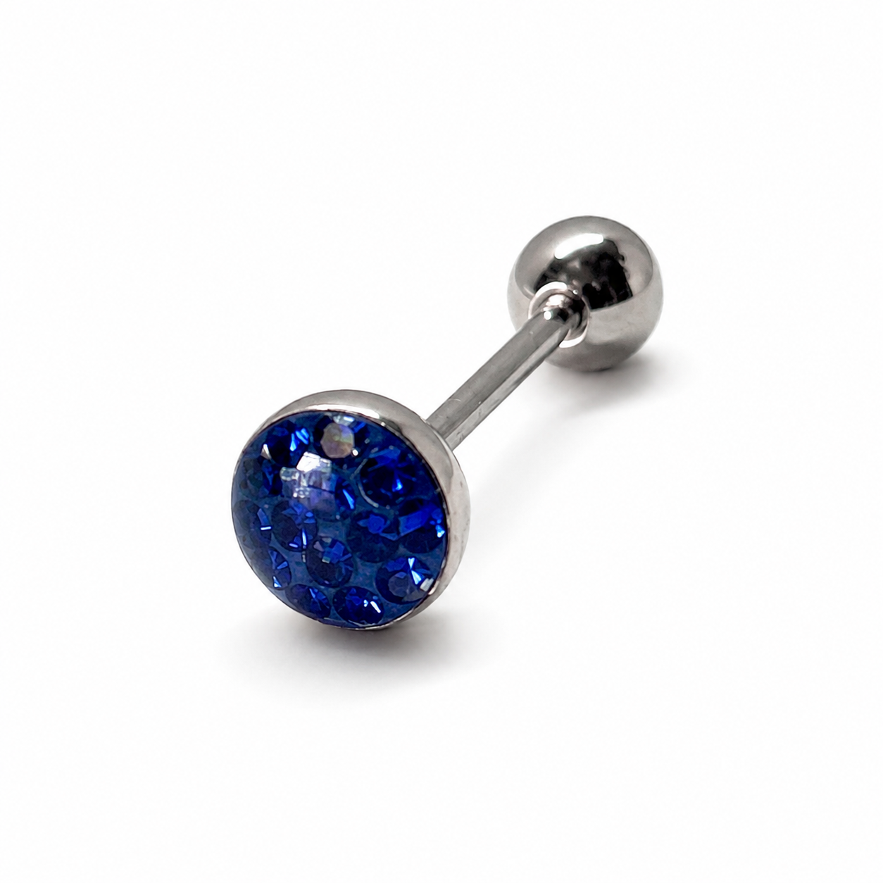 Barra para lengua multi-strass azul